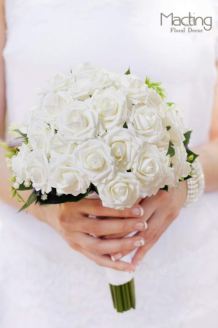 Artificial Flower Roses 30PCS Real Looking Fake Roses with Stem Foam Flowers …