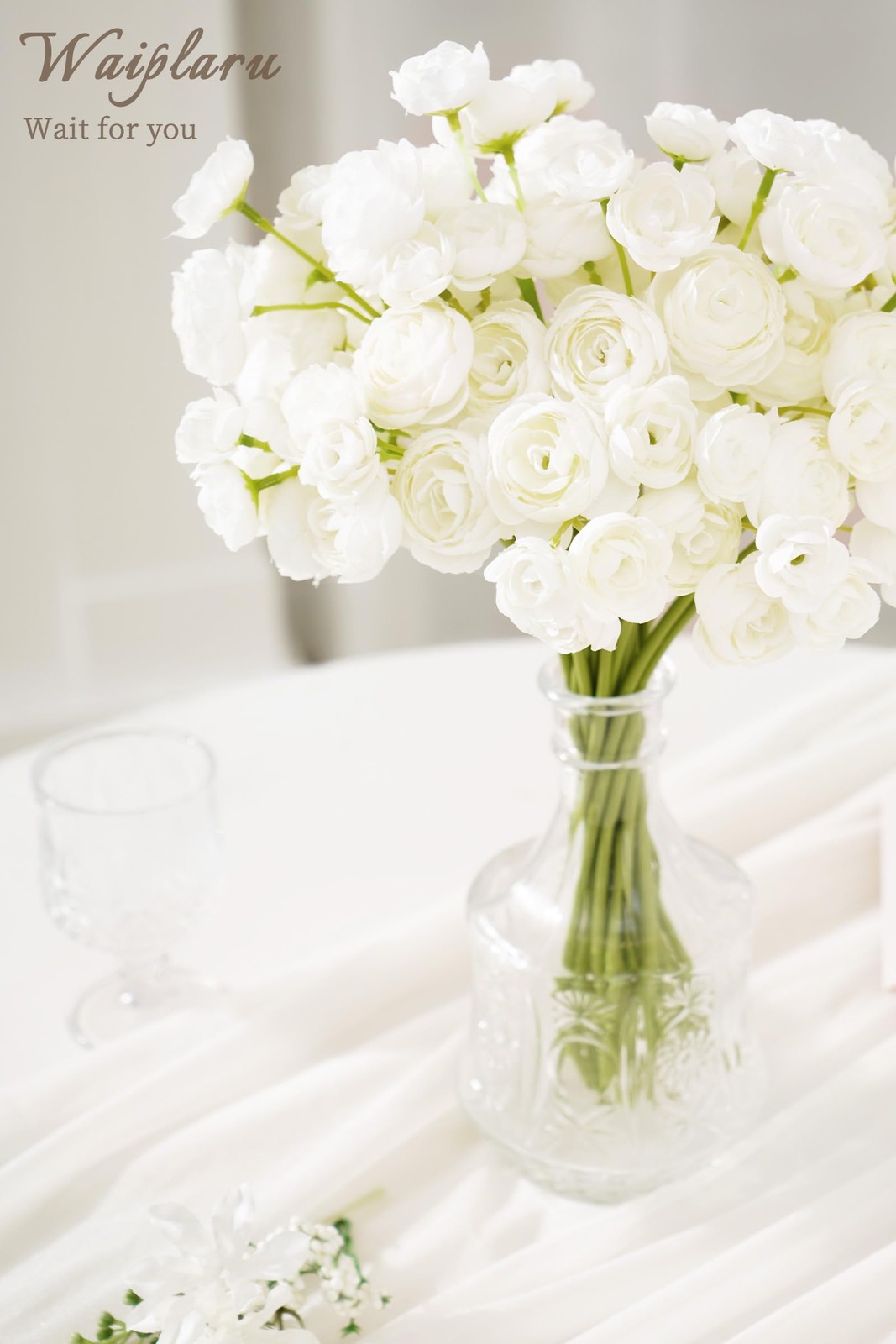 Ranunculus Artificial Flowers, 18Pcs 14In Fake Peonies Artificial Flowers, Wh…
