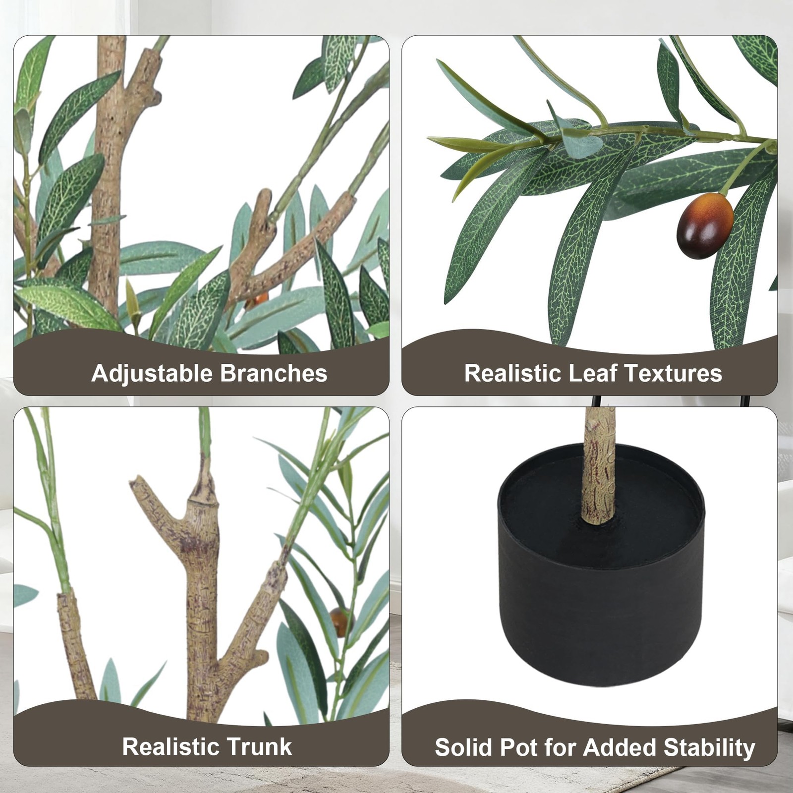 Faux Olive Tree 6ft, Fake Olive Trees Artificial Indoor with Planter & Basket…