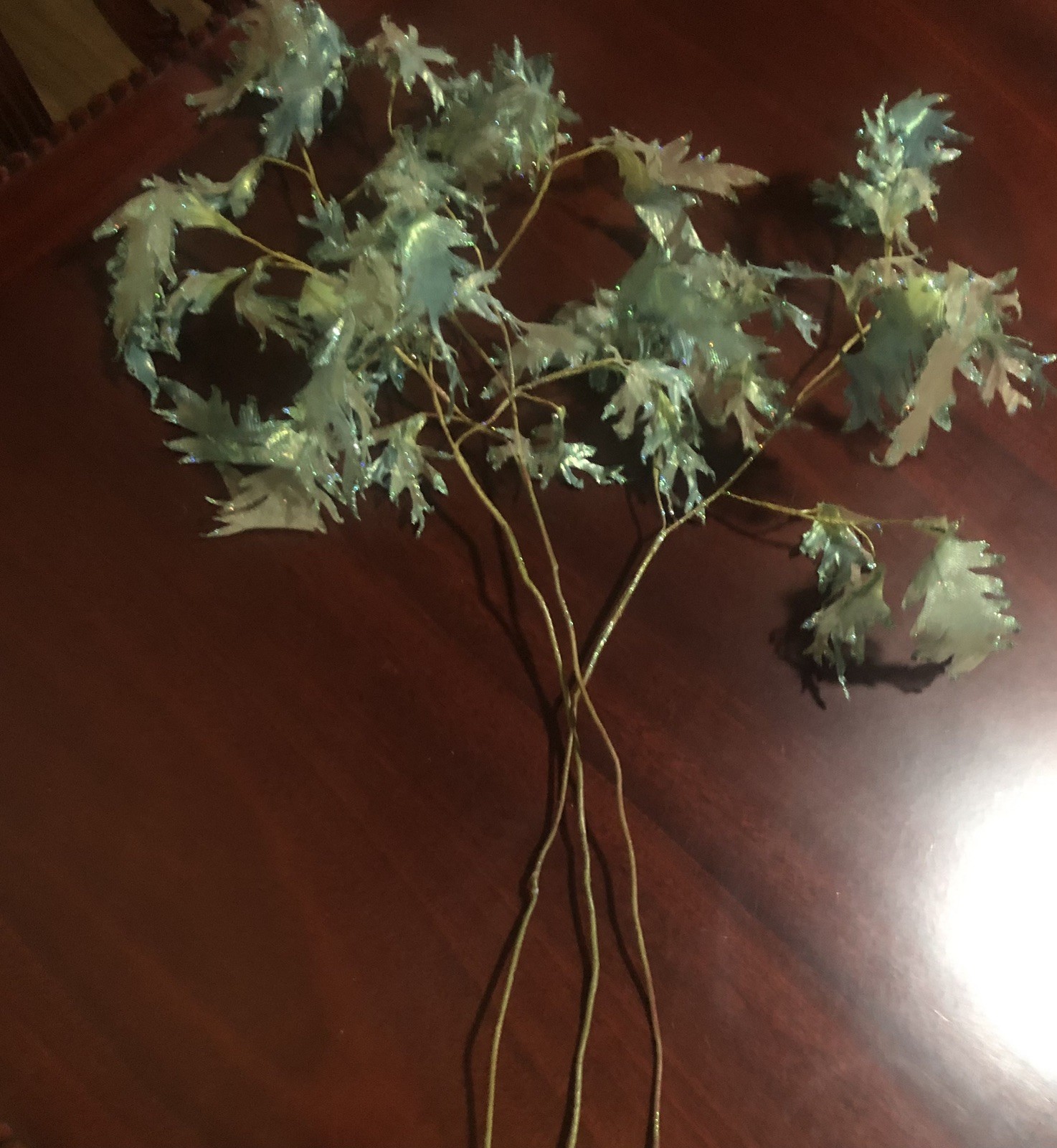 Set of 3 UNIQUE LIME AQUA IRIDESCENT SEAWEED WIRED SPRAY STEM VASE DECORATION