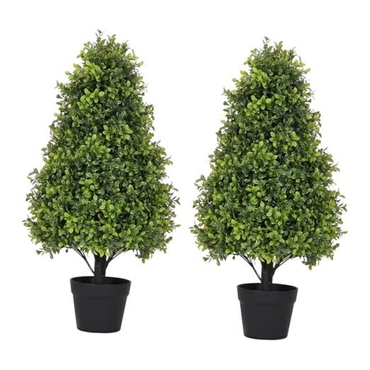 30″ Artificial Boxwood Faux Plants Outdoor, UV 30in Boxwood Light Green