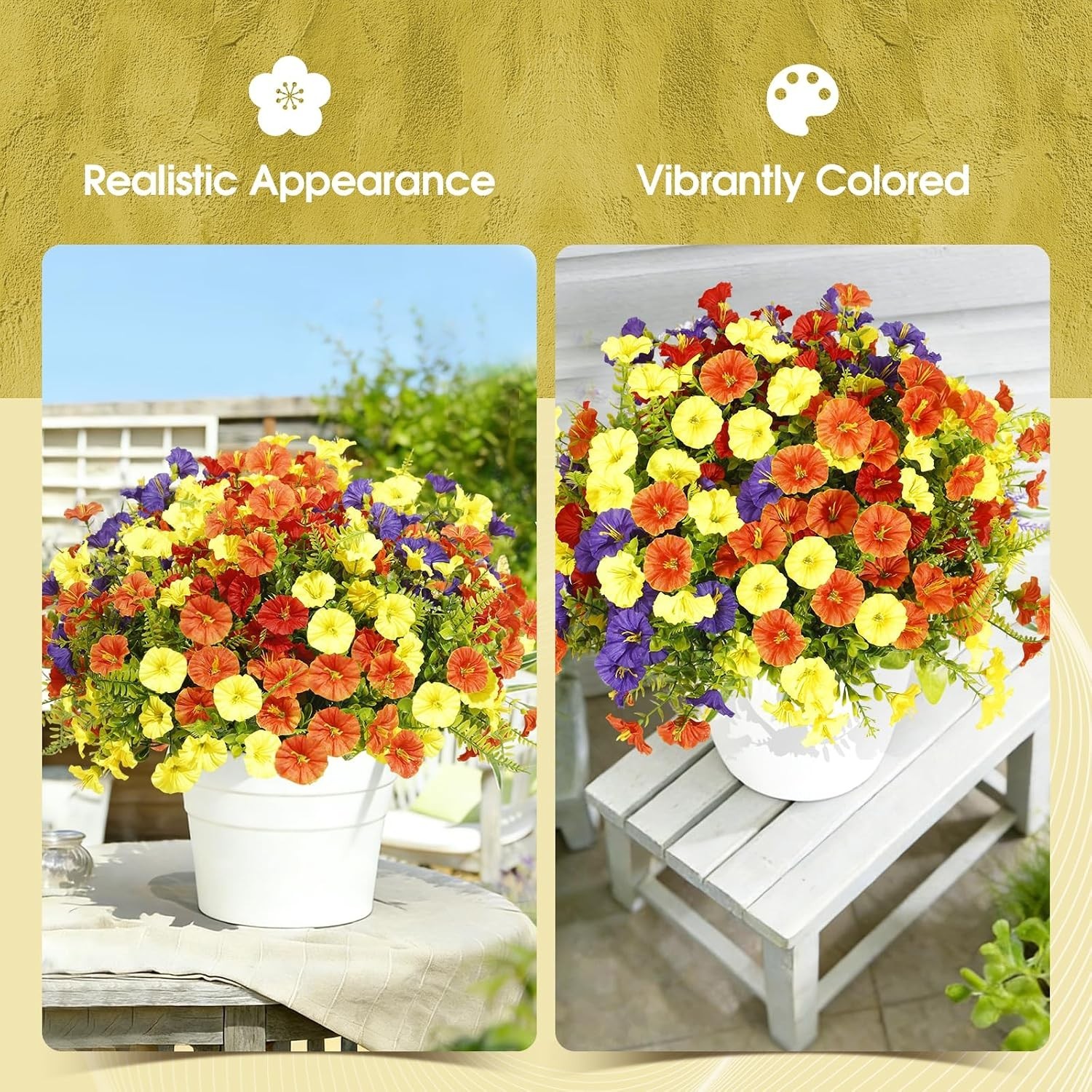 Artificial Morning Glory UV Resistant Outside 36 pcs 4 Colors Garden Artifici…