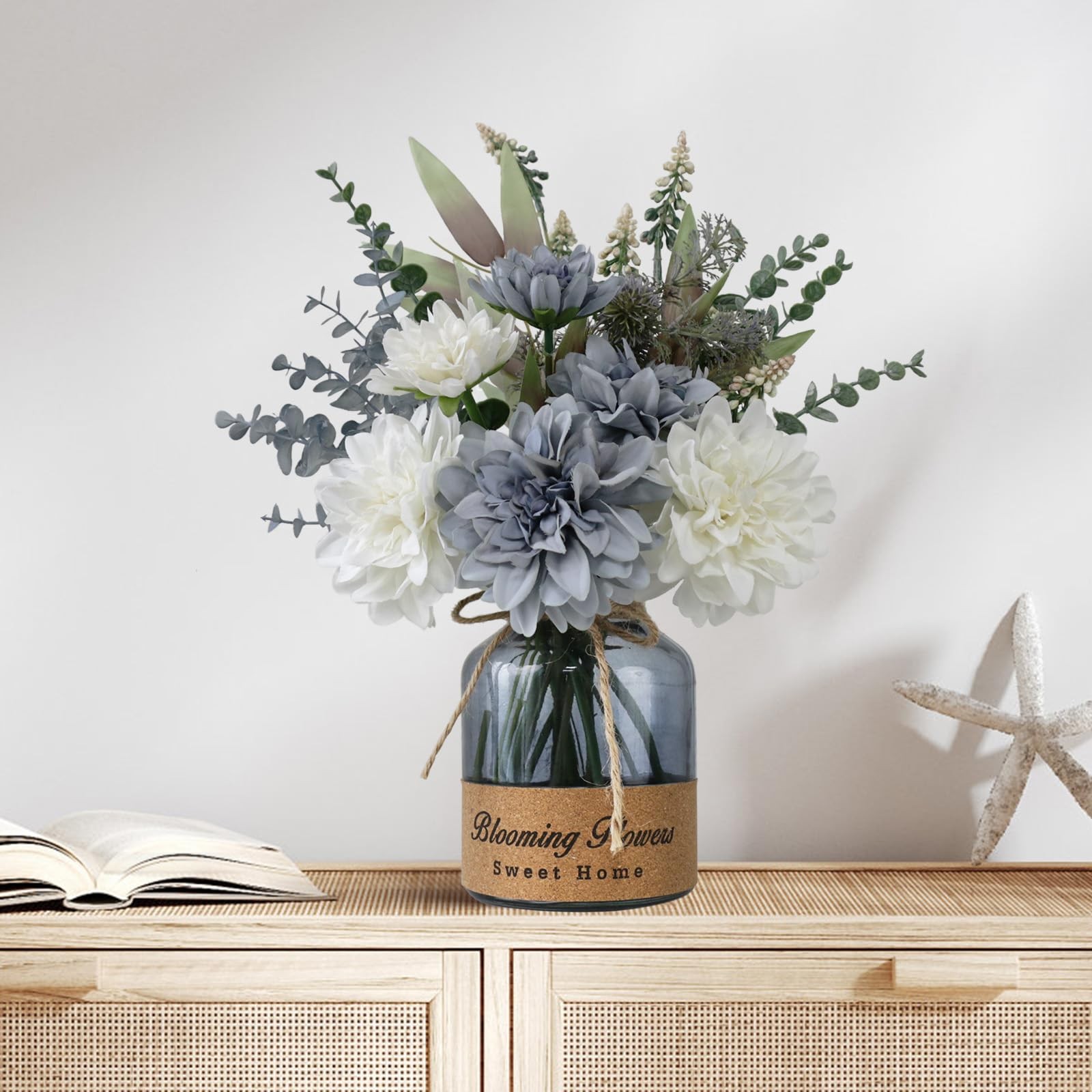 Silk Artificial Flowers in Vase, Fake Plant Arrangement, Centerpiece, Home Decor