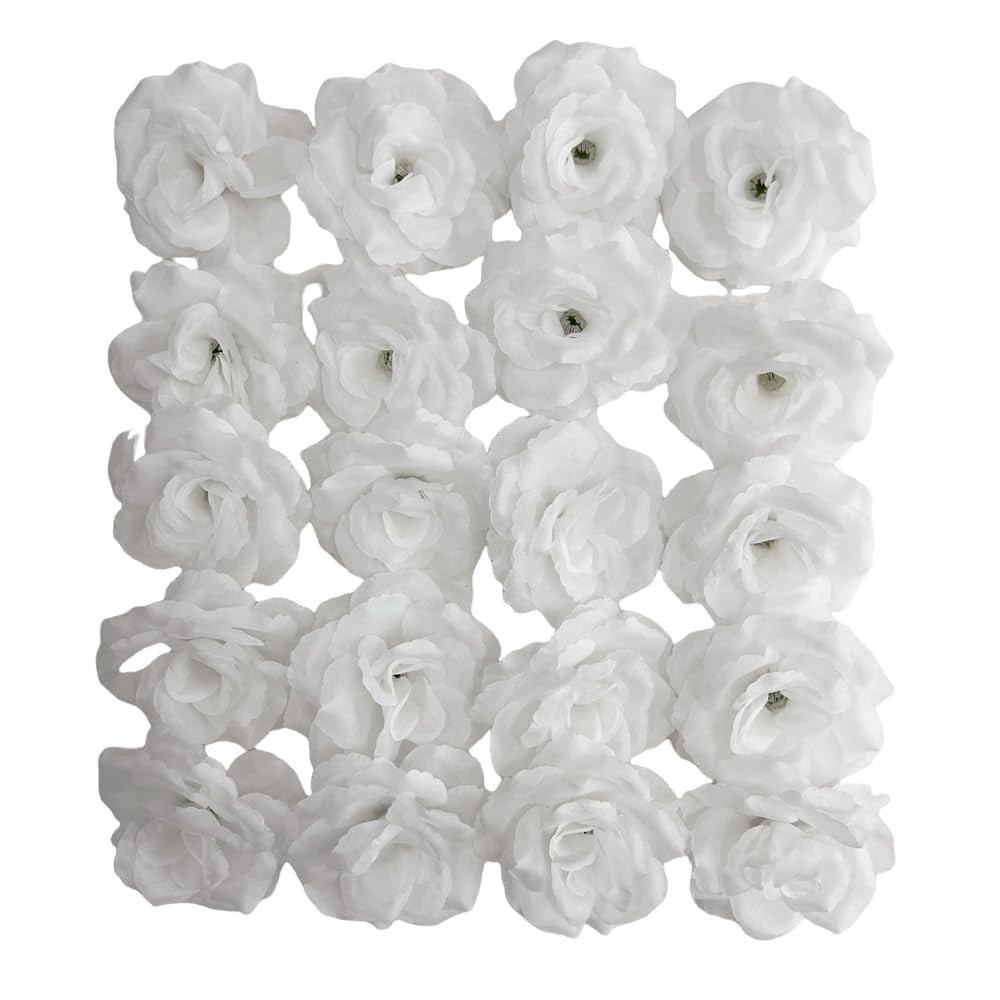 Artificial Rose Flower Heads 25 PCS 3 Inch Silk White DIY Decor Wedding Party