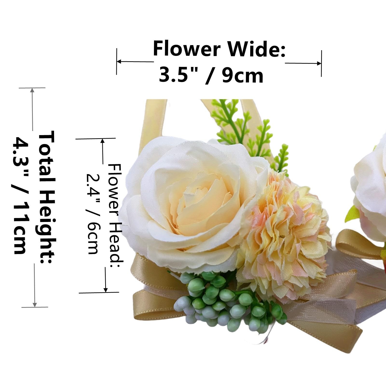 Rose Flower Wrist Corsage Boutonniere Set Handmade Artificial Corsage Set Bri…