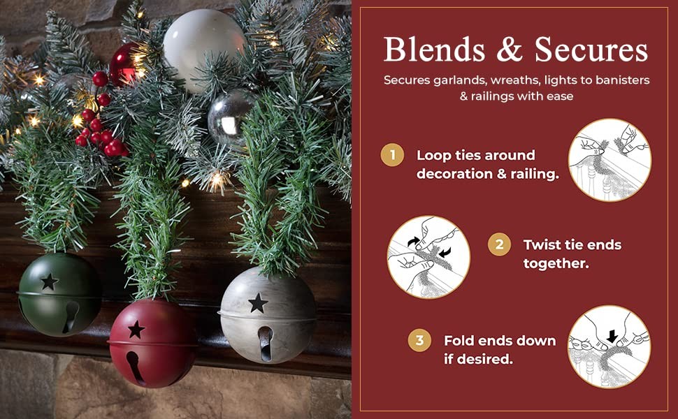 GarlandTies, 20 Pack 18 inches (Noble Fir) – Strong Greenery Twist Ties for H…