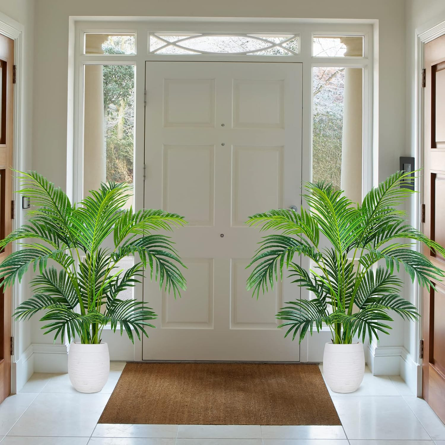 4Ft Artificial Areca Palm Plant – 2 Pack with Pots & Accessories for Home Decor