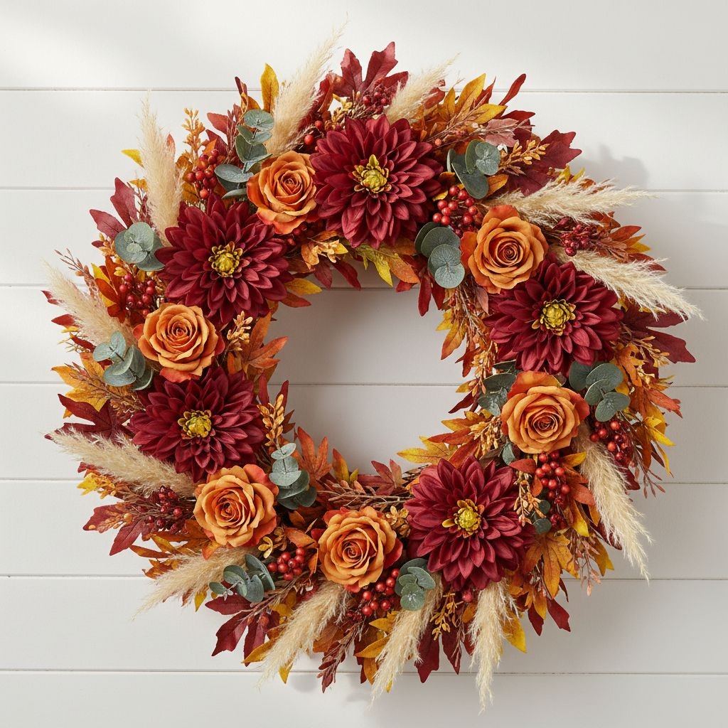 Burgundy Dahlia Stem Faux Flower 24 Inch 5 Inch Bloom Dark Red Artificial Dahlia