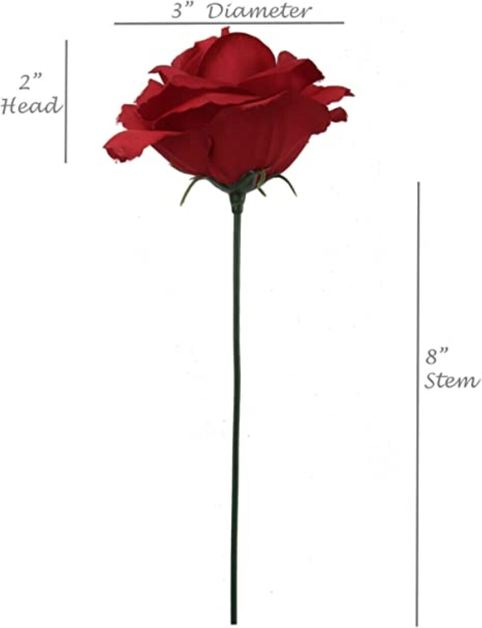 Artificial Rose Picks, 8″ Long, 3″ Wide, Box of 50, Realistic Silk Roses