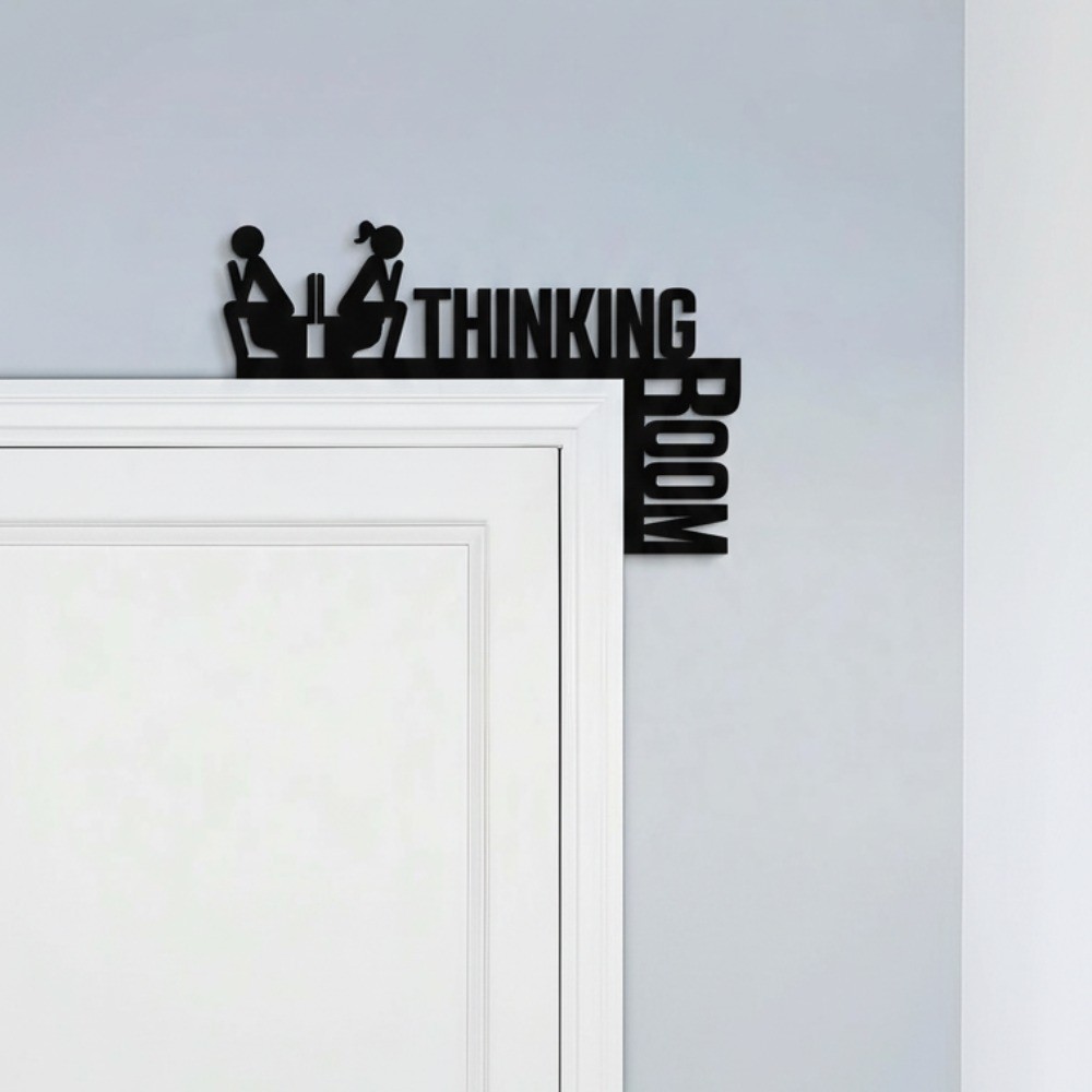 “Room for Thinking” Humor Metal Toilet Sign – Bathroom Wall Decor 1pc