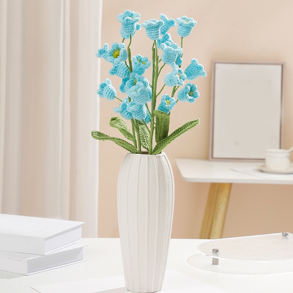 Contemporary home decor Handmade lily of the valley bouquet with wool