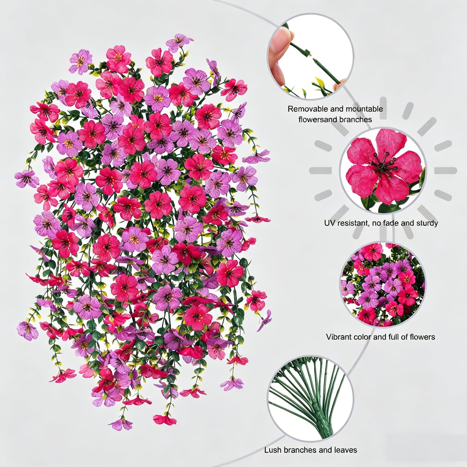 2Pcs Fake Flowers Artificial Floral for Outdoors Decorations, Outside Flower …