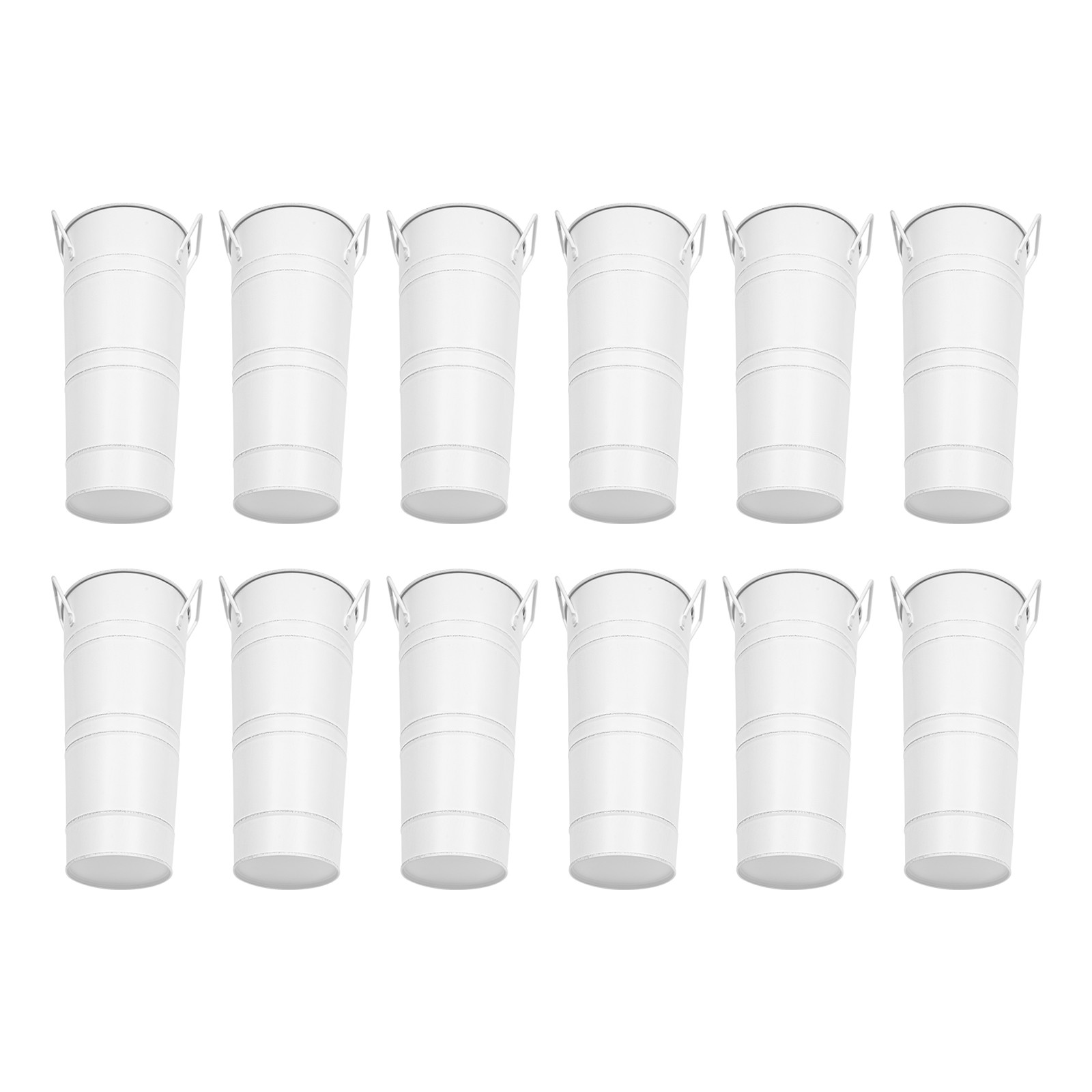 12 Pcs Flower Display Buckets White Metal Plant Pots Outdoor Garden Wedding