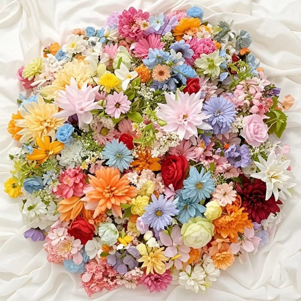 20/52pcs Random Mix Artificial Flowers Silk Fake Flowers for Home Room Decor DIY