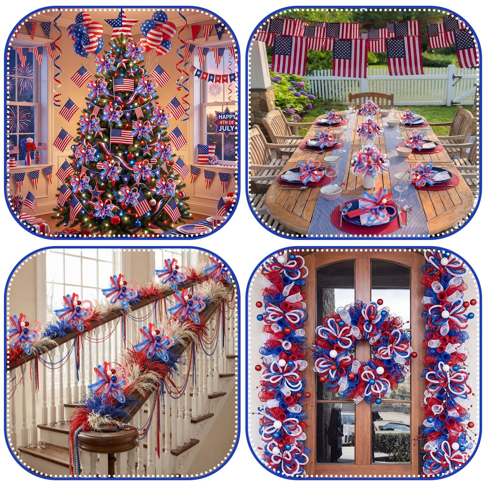 6 Pack Red White Blue Patriotic Artificial Flower 4th of July Decoration 10 I…