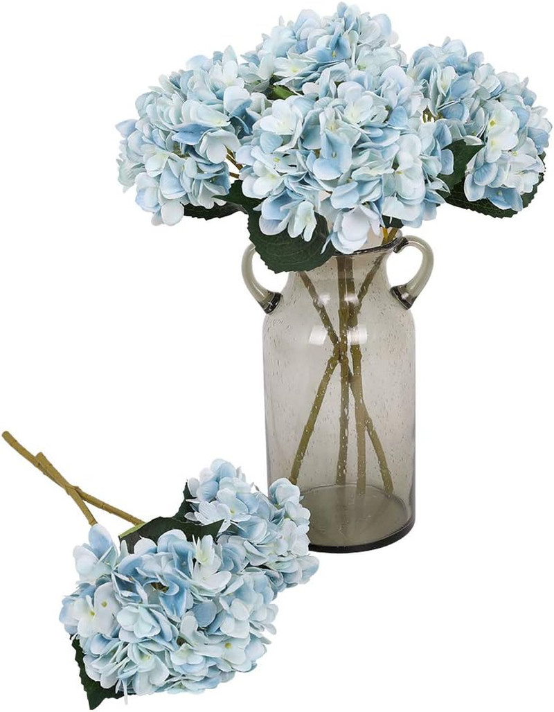 Blue Hydrangea Artificial Flowers – 6Pcs Faux Hydrangea Flowers, Fake Flowers…