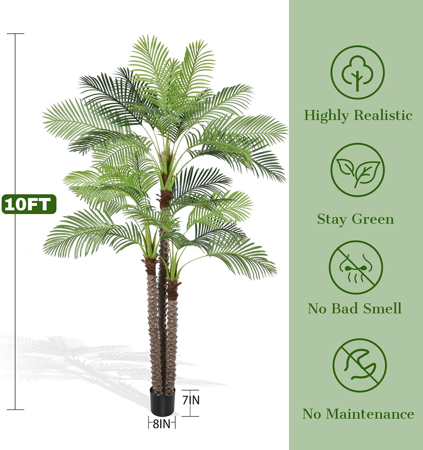 Artificial Phoenix Palm Tree 9Ft Large Faux Silk Palm Plants Tropical UV Resista