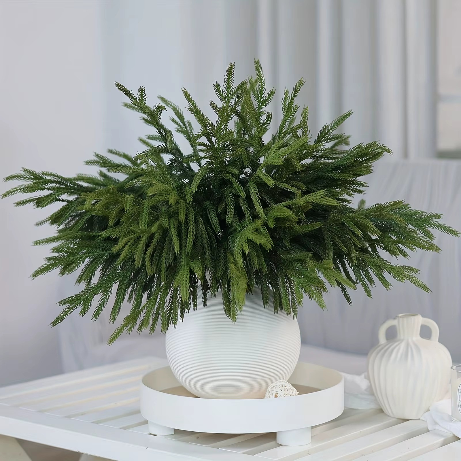 12PCS Artificial Cedar Sprigs Greenery Picks Tabletop Home Decor without pot