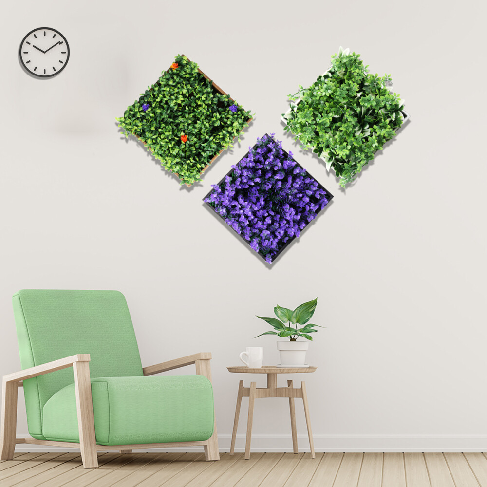 Wood Wall Planter Vase & Artificial Plants Wall Decor Living Room Lounge Office