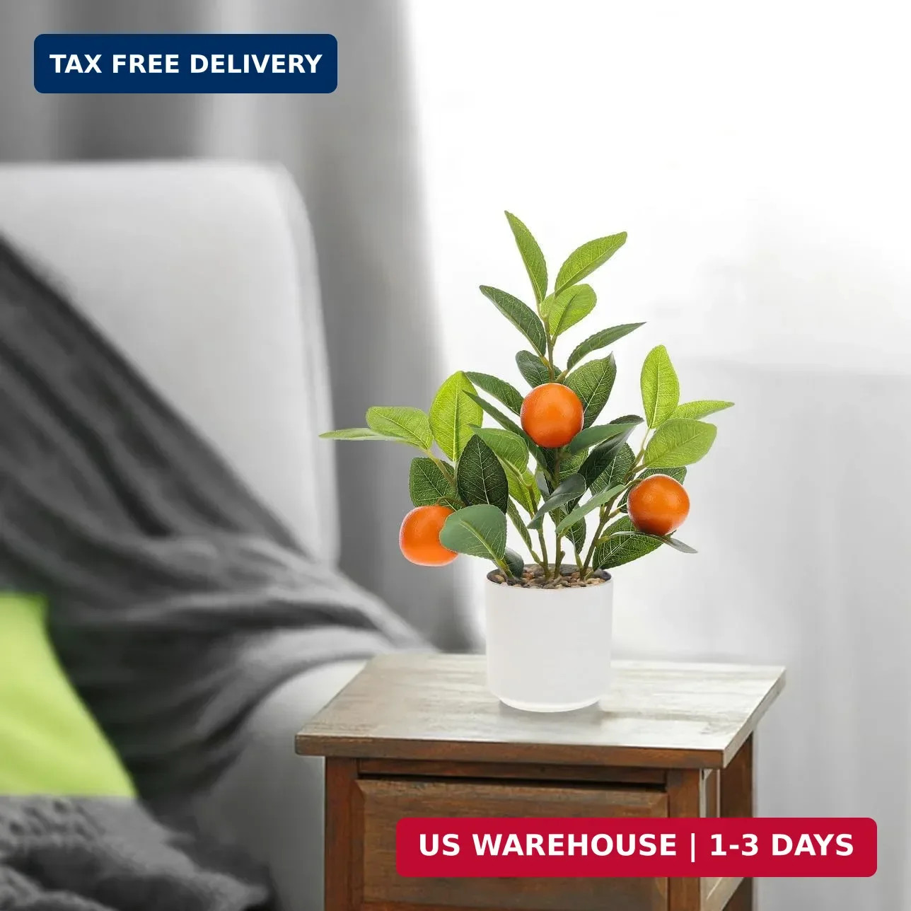 Woration 14.5″ Artificial Orange Plant Potted Home Office Decor Indoor | Small f