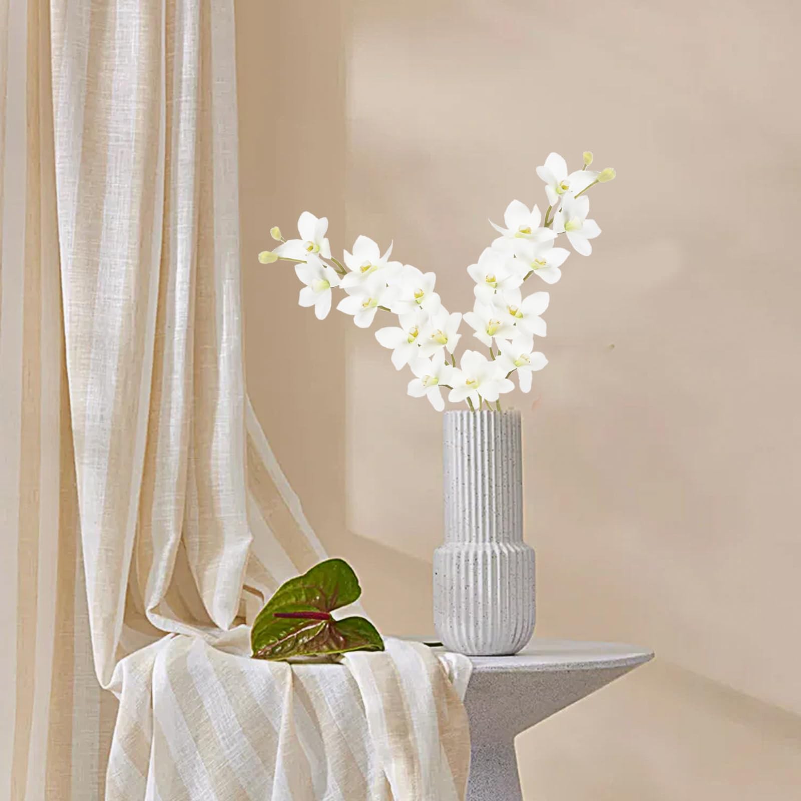 White Orchid Artificial Flowers 5 Pcs Real Touch Orchids with Stem for Vase W…