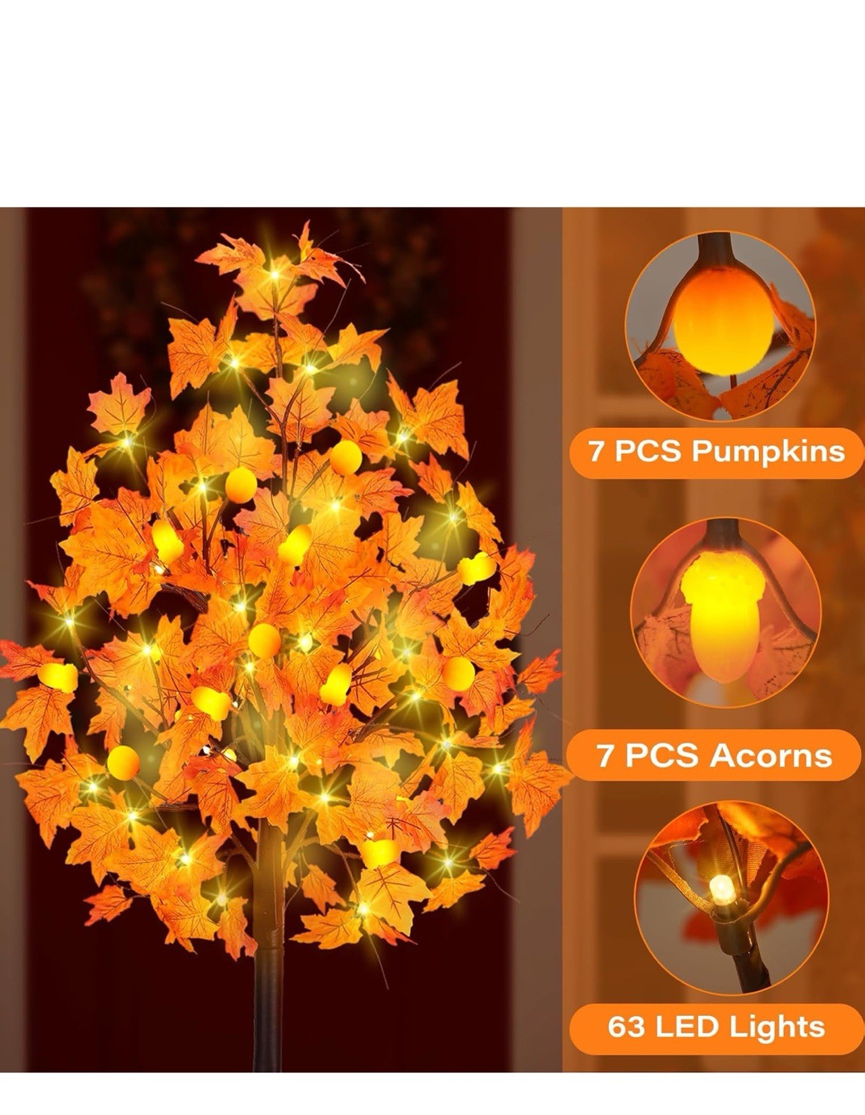Fall Decor 2 Pack 4 Ft Lighted Maple Tree Thanksgiving Decor 8 Modes 49 Ledlight