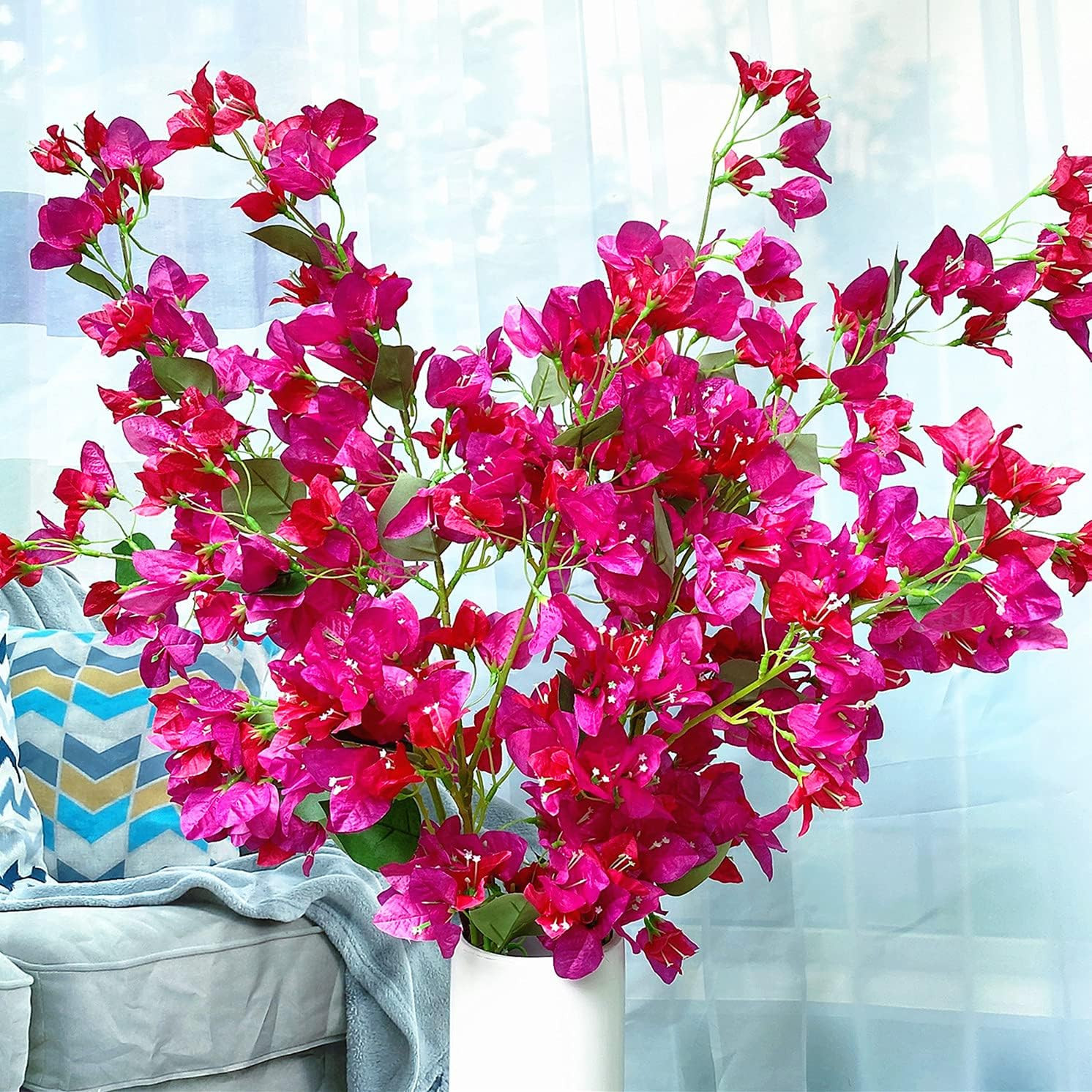 Faux Bougainvillea Silk Flowers – 45″ Branches for Weddings & Home Decor (4 Pcs)