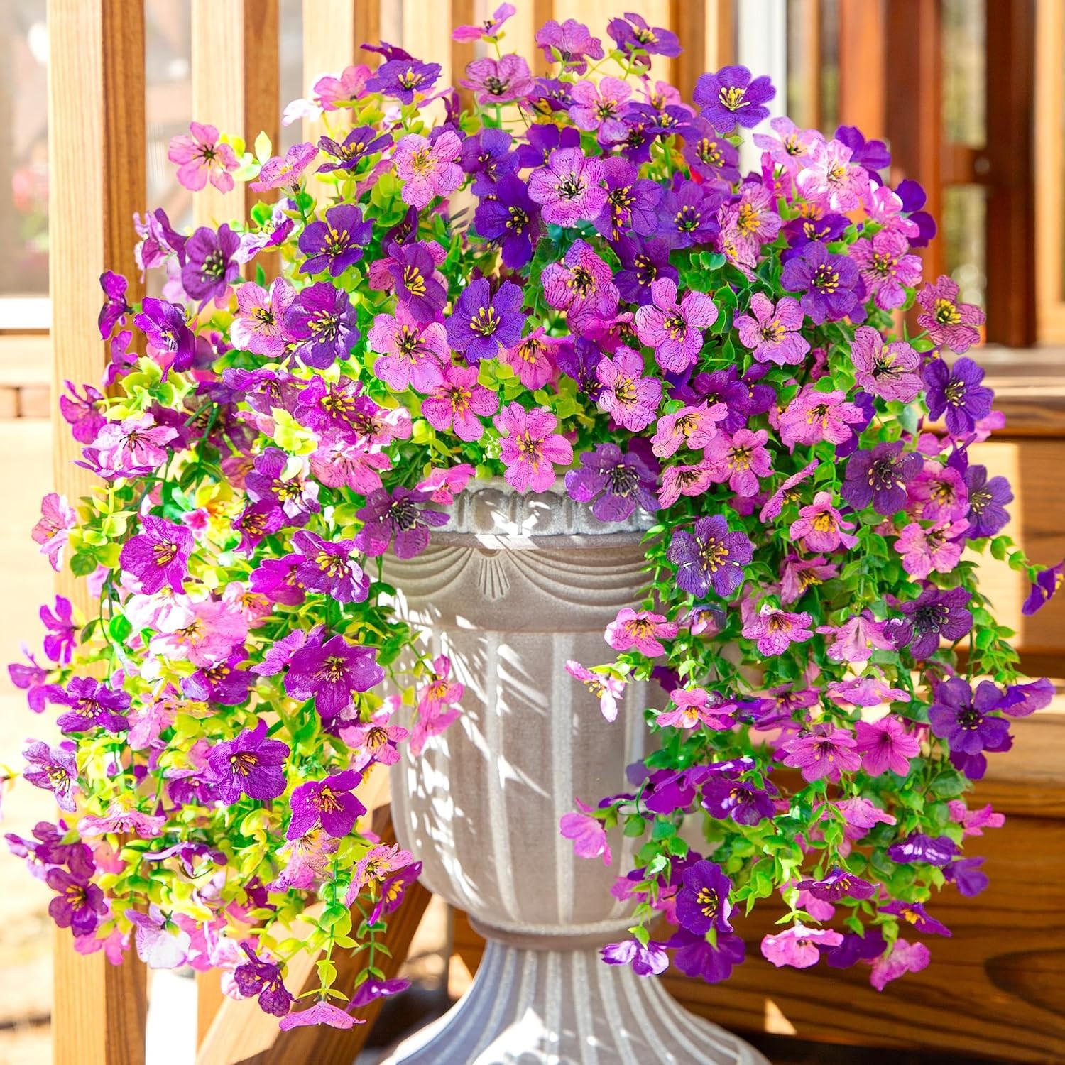 Artificial Faux Hanging Flowers Plants for Spring Outdoor Outside Decoration, 2