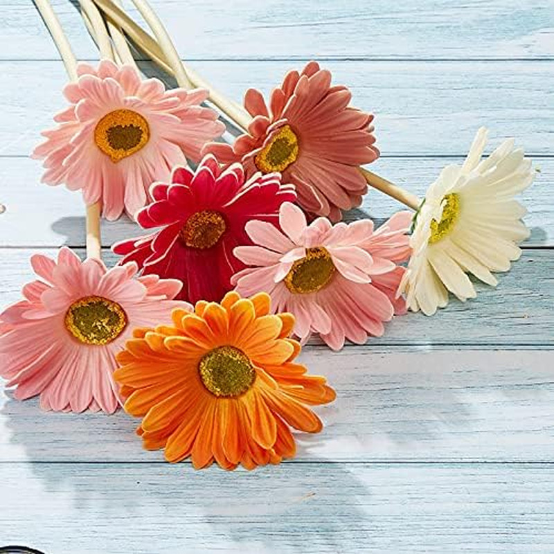 18 Pcs Artificial Gerbera Daisies Flowers 15 in Pink and Orange Fake Daisy Bouqu