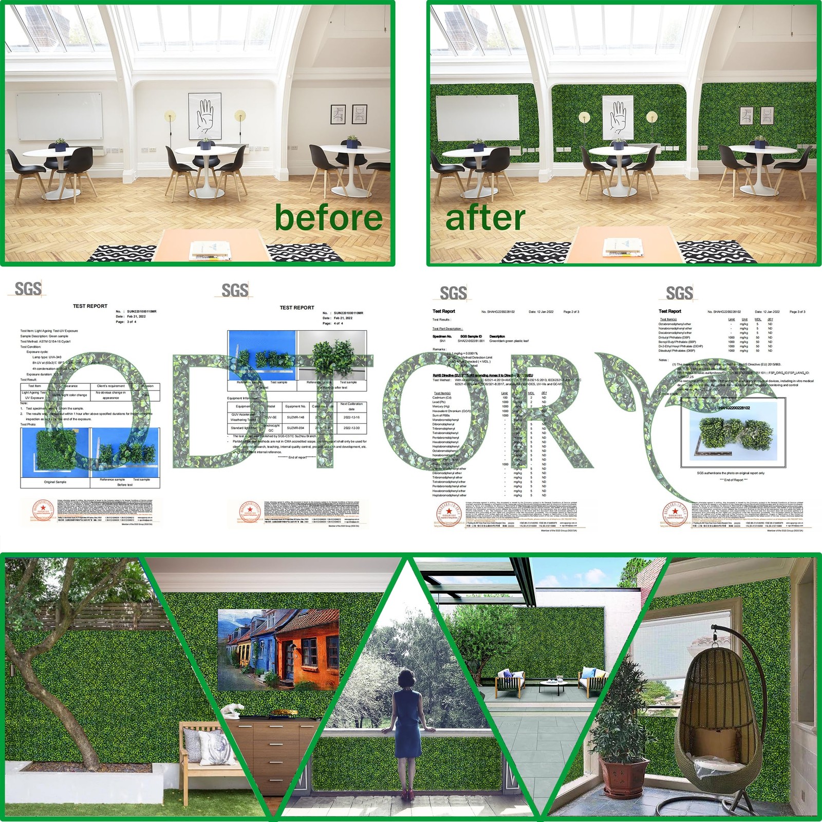 ODTORY Artificial Boxwood Privacy Screen, 40X160 in(45 sqft) Yellow Green