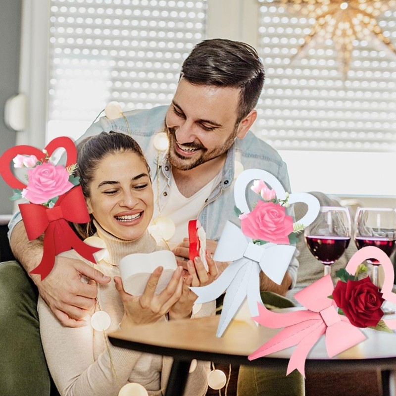 Romance Bowknot Design DIY Flower Bouquet Packaging Box for Valentines Gift