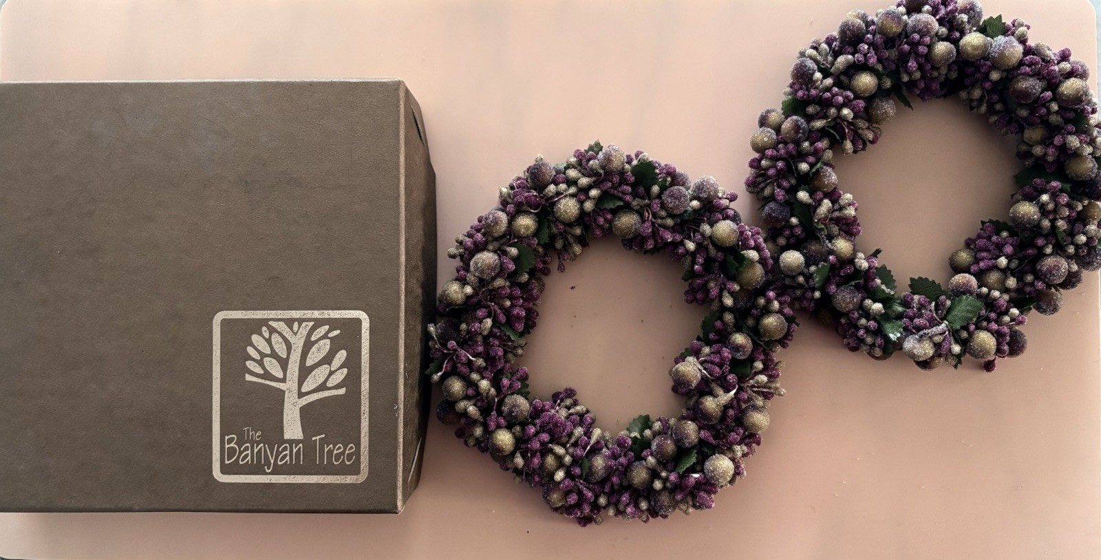 Banyan Tree Mini Berry Wreaths Set of 2 – 6″ Decorative Wreaths/Candle Rings