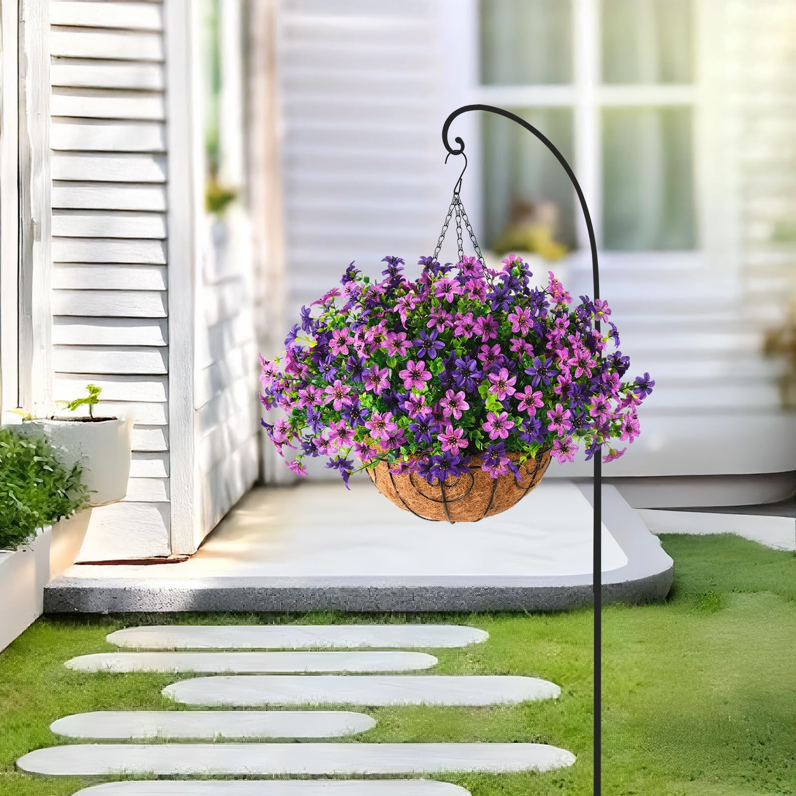 Artificial Flowers Fake Hanging Baskets for Outdoor Spring Summer Decoration,…