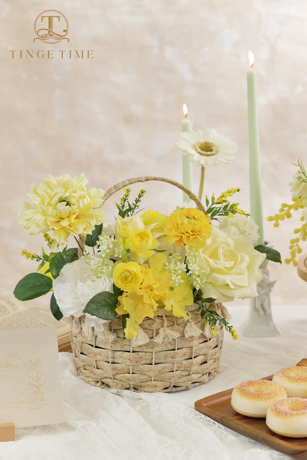 TINGE TIME Artificial Flowers Combo Mix Silk Flowers Yellow Roses w/stem for …