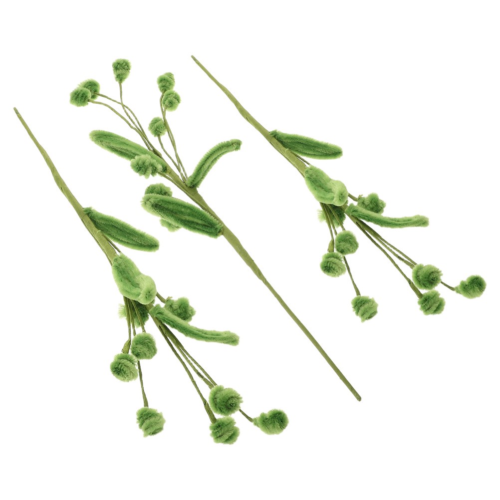 3 Pcs Chenille Pipe Cleaners Decor Stems for Weddings Green Craft