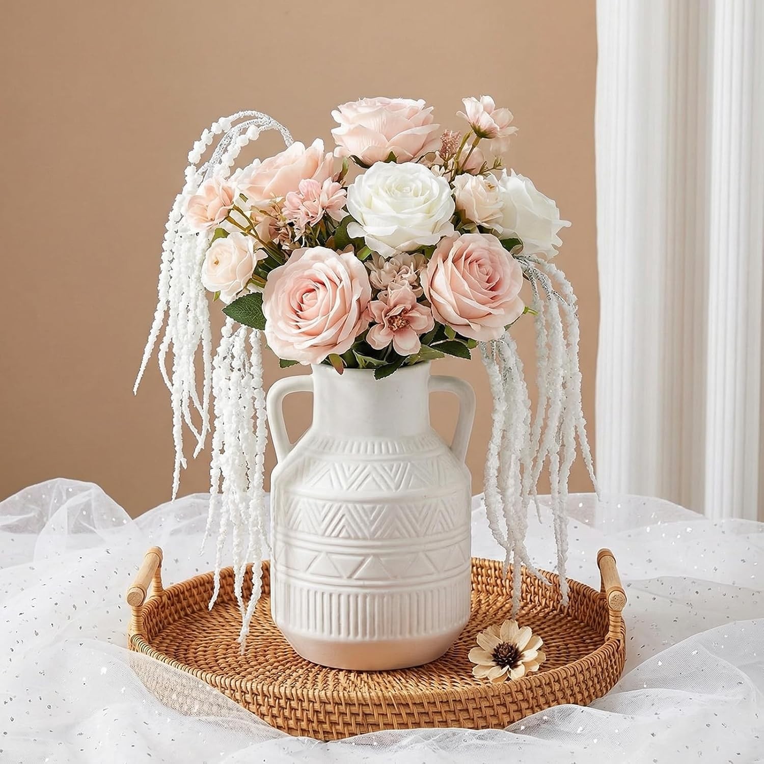10 Pcs White 35 Inch Amaranthus Artificial Flower Hanging Plants Fake Amaranthus