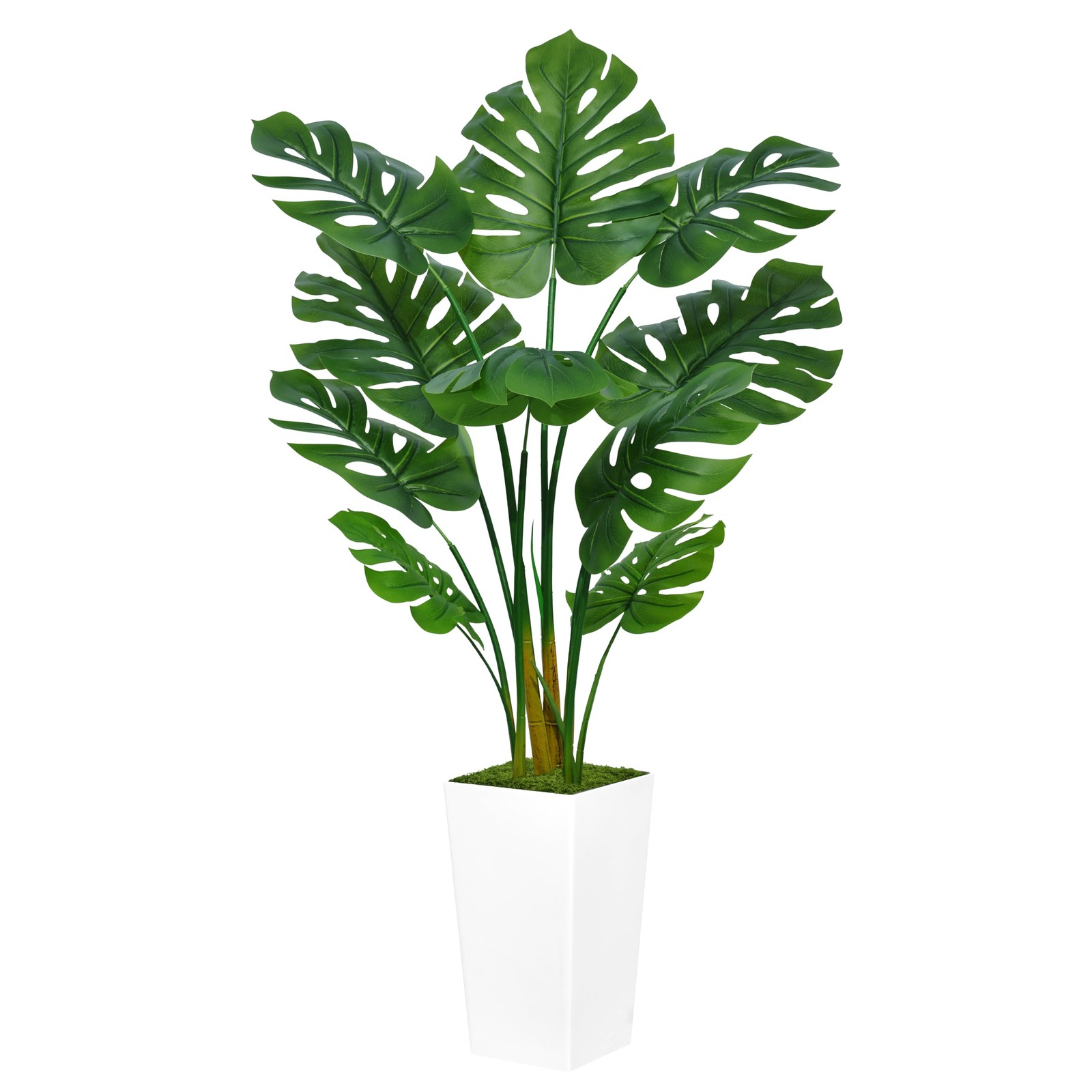 Artificial Monstera Deliciosa Plant 5FT Faux Tropical Palm Tree with White T…