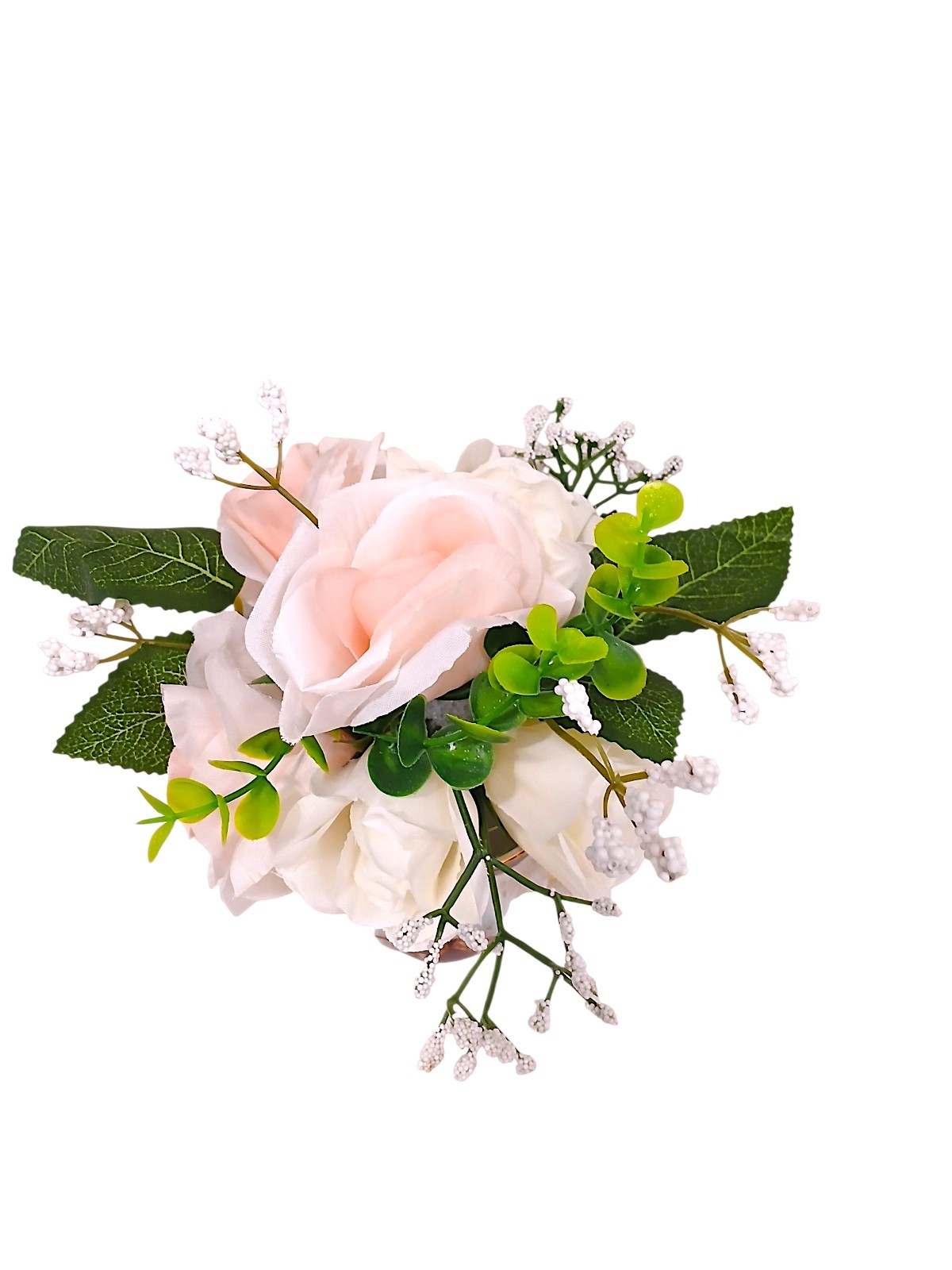 Silk Floral Arrangement Dainty Pink Roses Leaf Tea Party Cup POP-IN Love Romance