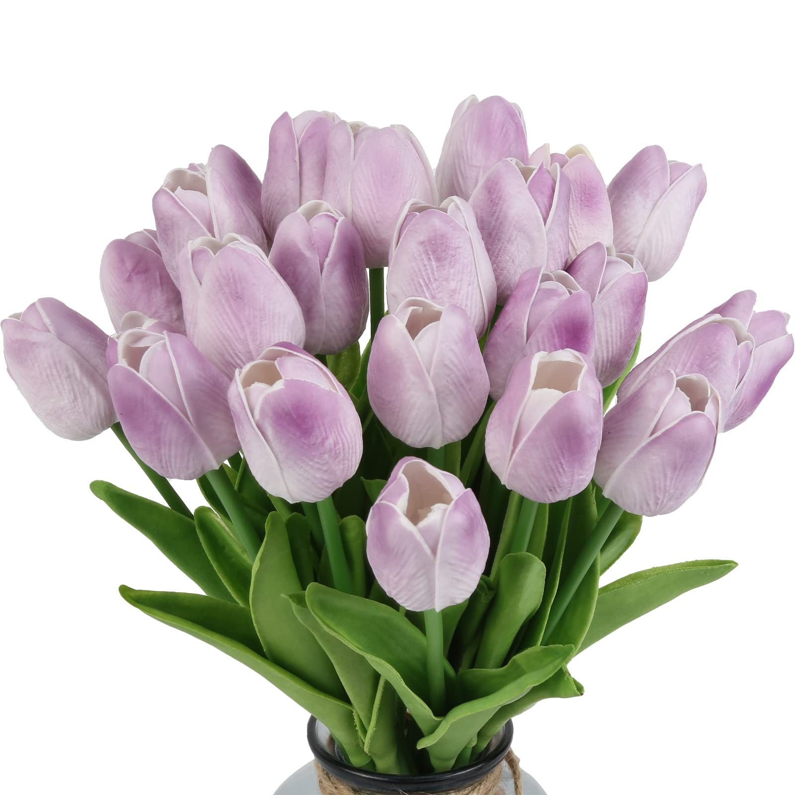 Real Touch Purple Tulips 24PCS Artificial Flowers for Decoraion Fake Tulips L…