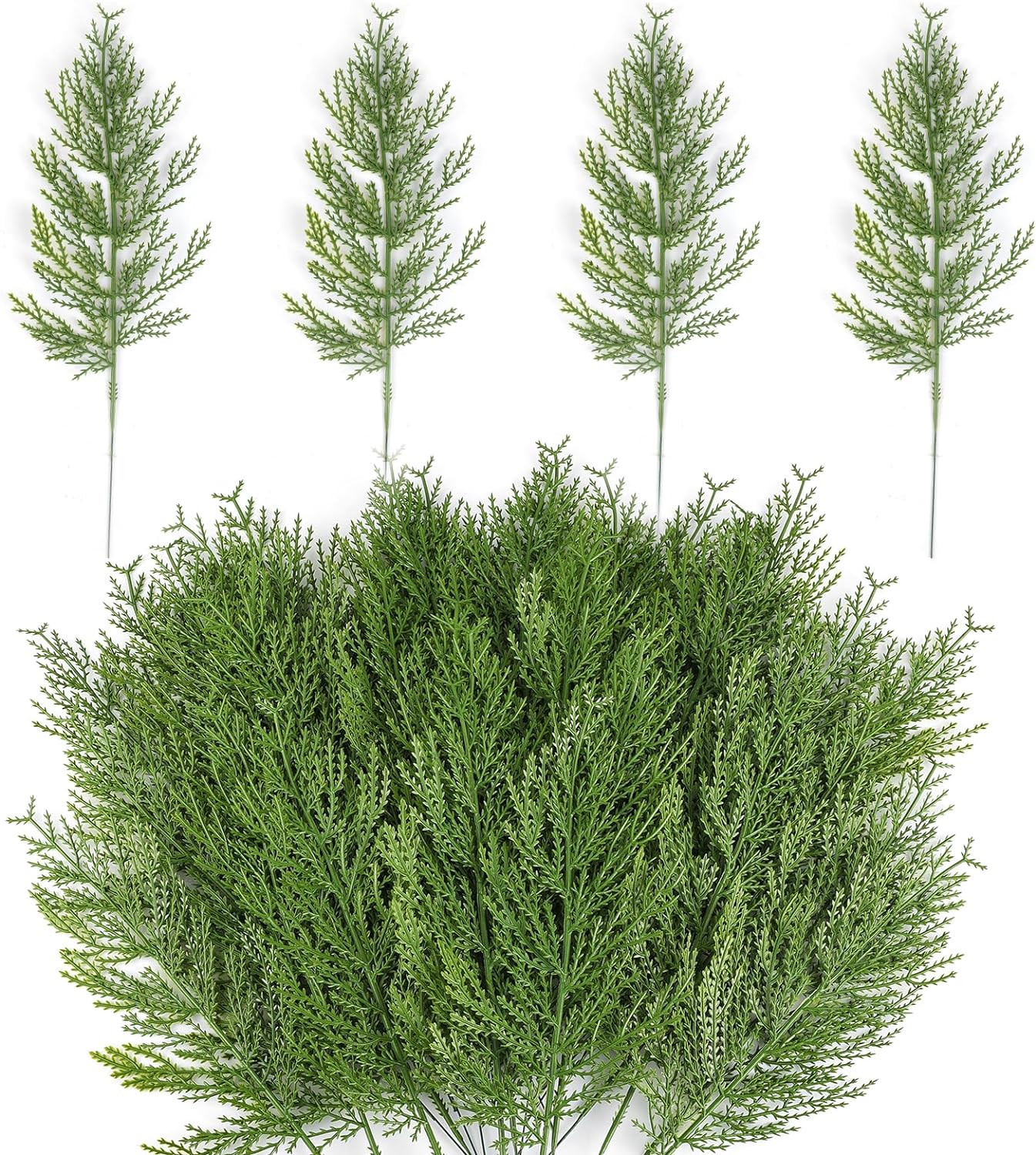 Hananona Artificial Pine Branches,40 Pcs Christmas Faux Cedar Stems, Green