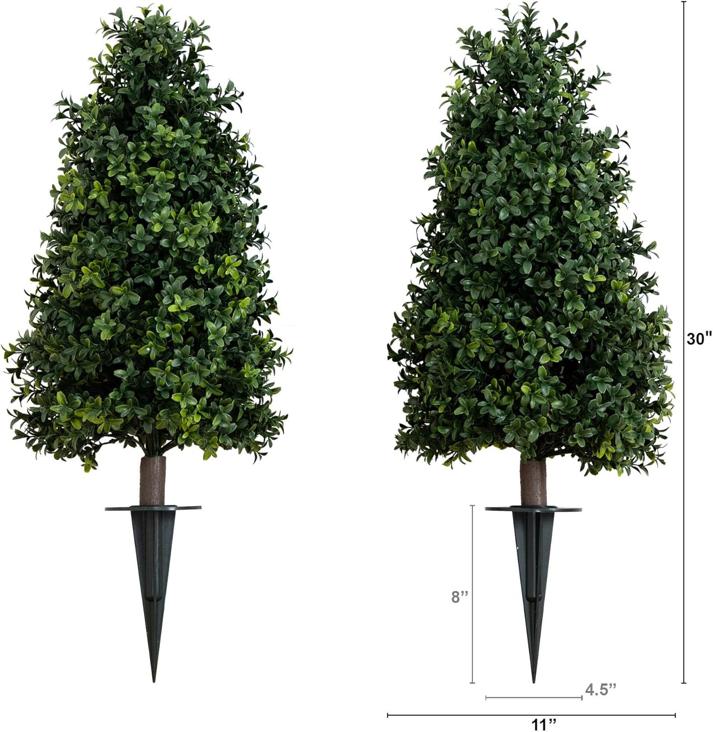 2.5Ft Artificial Boxwood Topiary Plants 2-Pack with UV Resistant Ground Stakes f