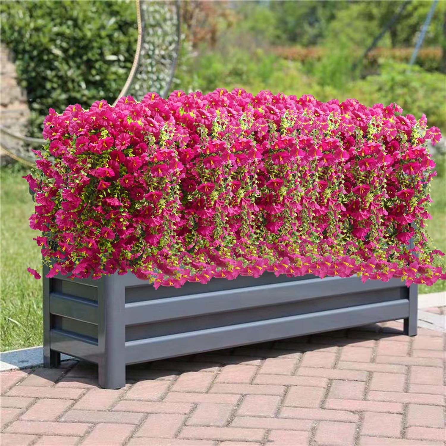 4 PCS Artificial Fake Hanging Flowers Plants for Outdoor Summer Decoration,Fa…