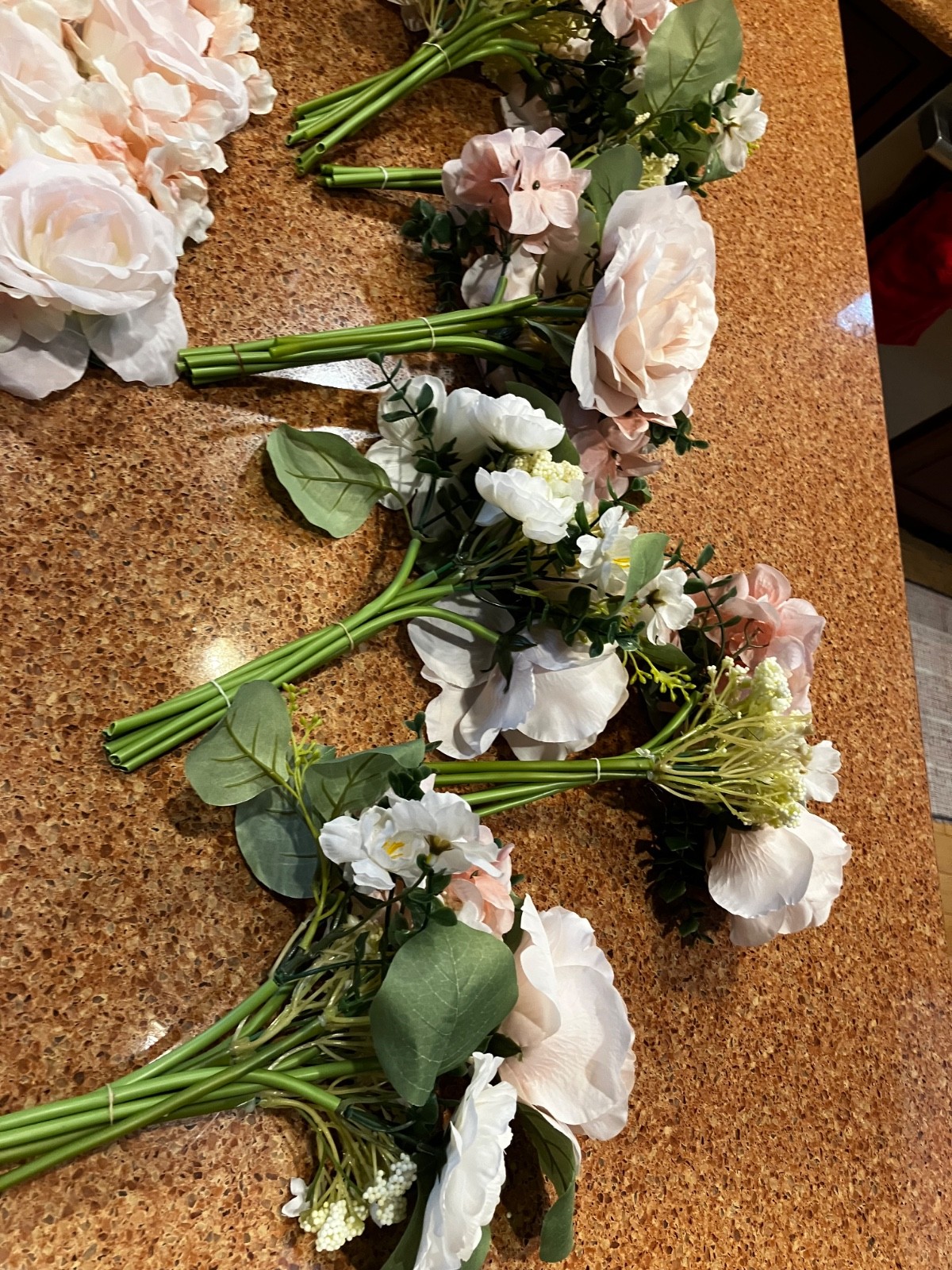 plastic flowers white and pink center piece used