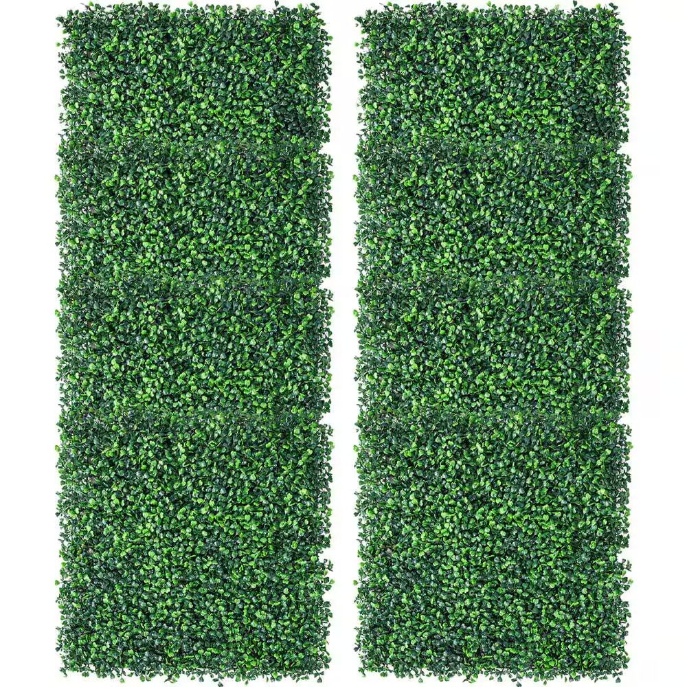 20 In. X 20 In. 12-Pieces Artificial Boxwood Hedge Grass Wall Panel Faux Topiary