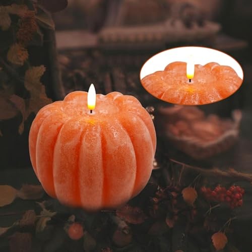 Fall Decor, Fall Decorations for Home – Flameless Pumpkin Candle with Orange
