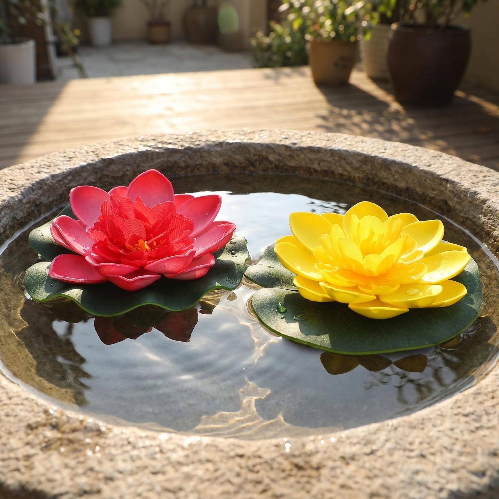 Artificial Floating Water Lily Lotus Flowers with Foam Pads Realistic Simulat…