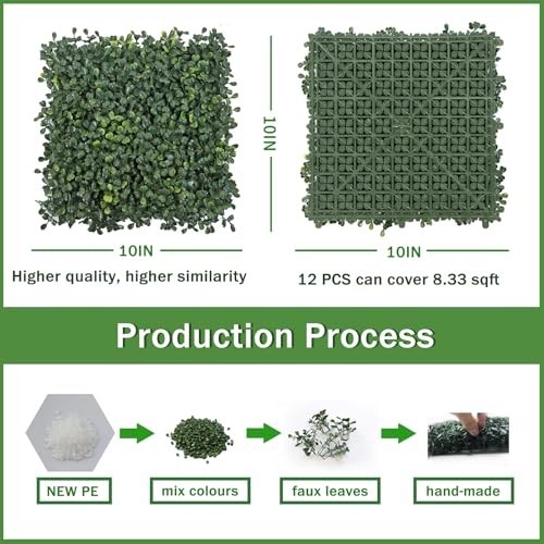 Artificial Grass Wall Panels 12 Pack 10×10 Inch Faux Boxwood Panels For Indoor