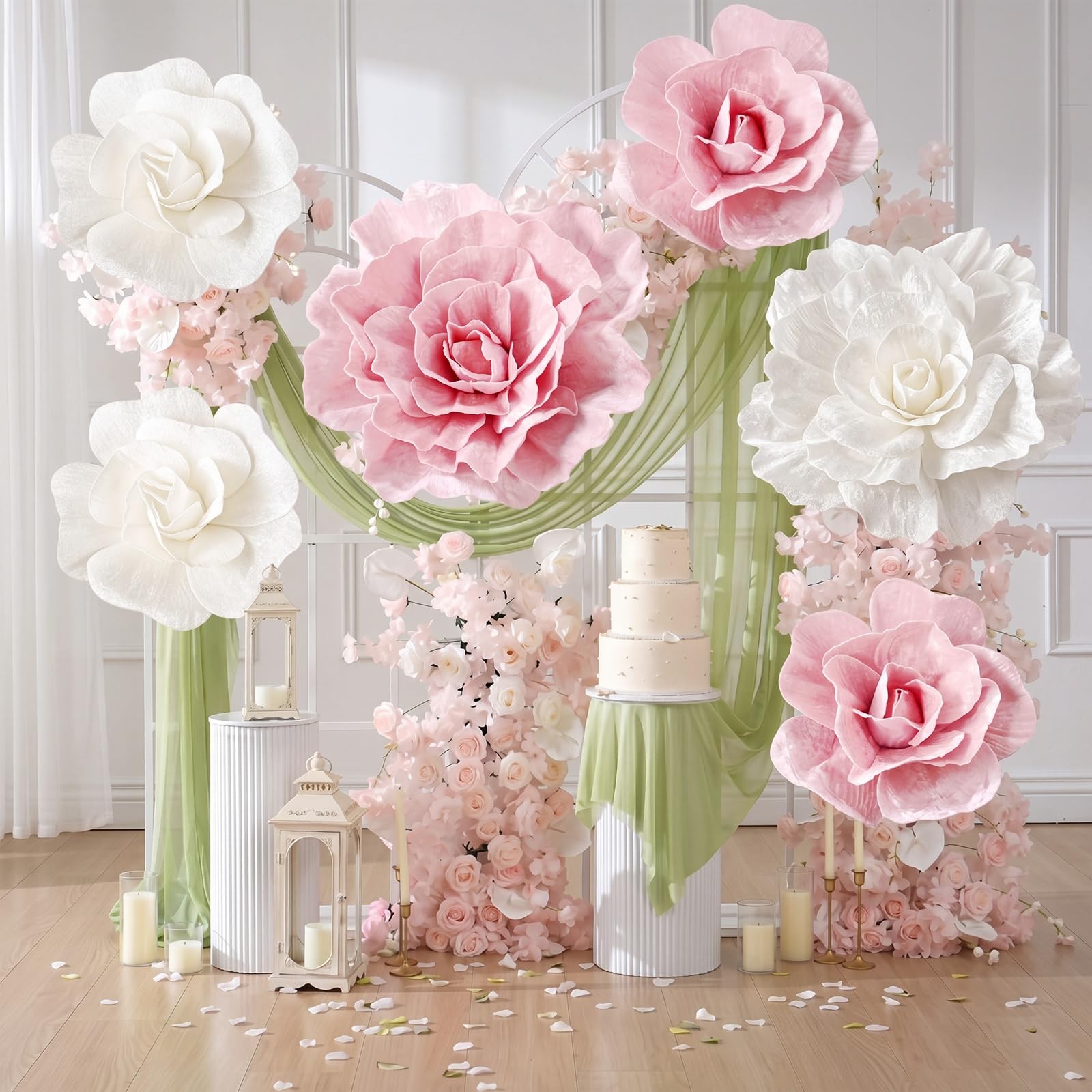 6 Pcs Artificial Giant Flowers for Decoration 12, 20 Inch Wedding Large White…