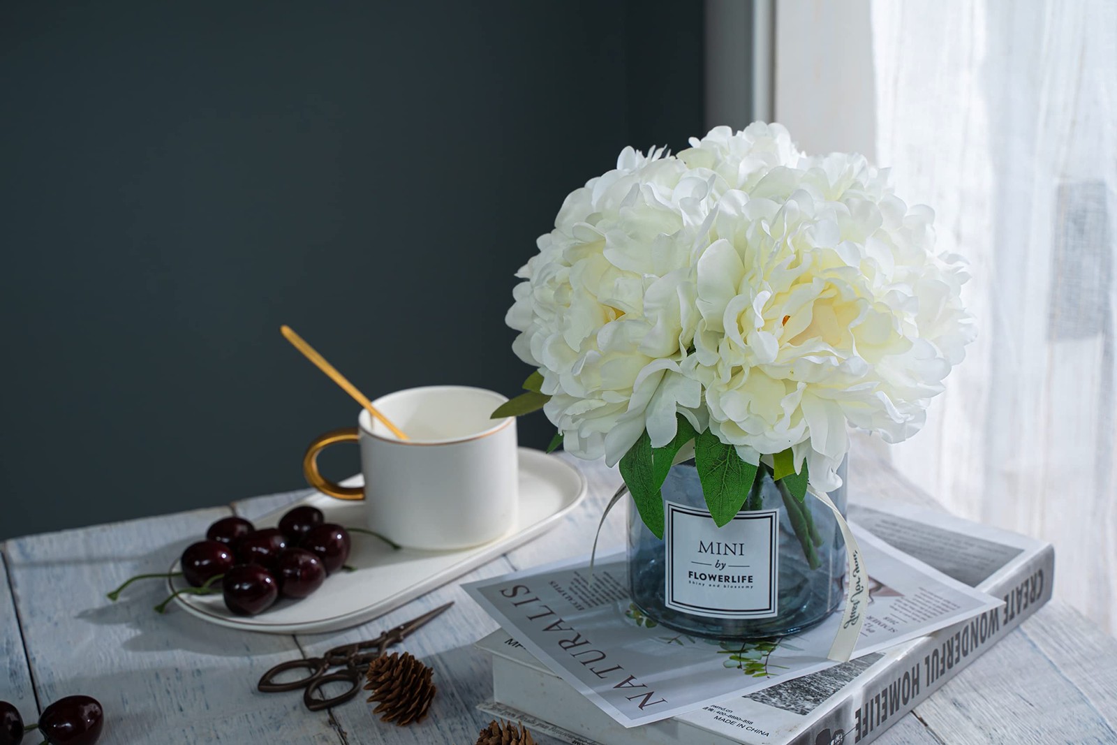 Artificial Hydrangea And Glass Vase Decoration Ins Style Artificial Flower Glass