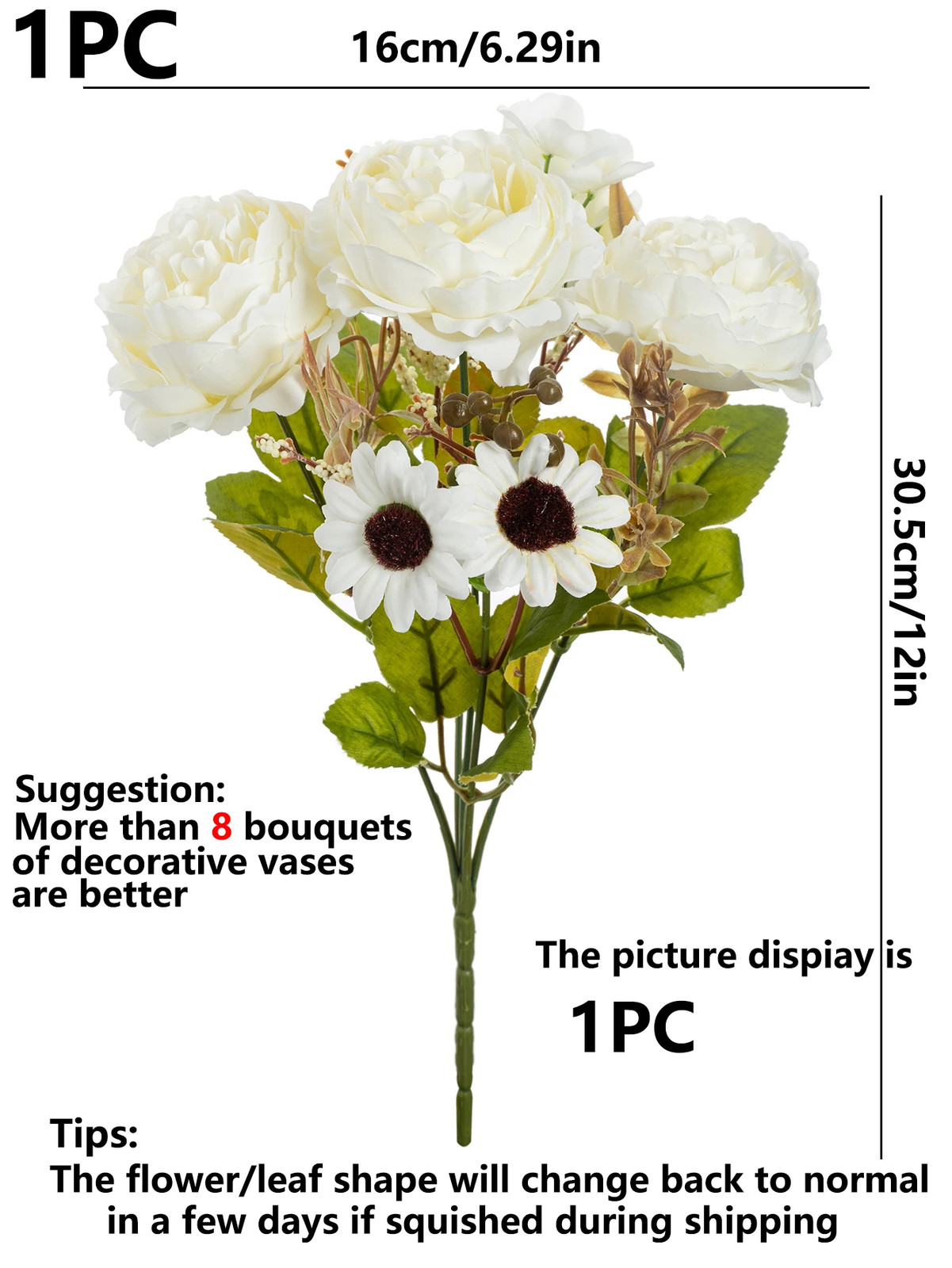 1/3PCS Silk Persian Peony Artificial Flowers For Wedding DIY Home Garden Decor